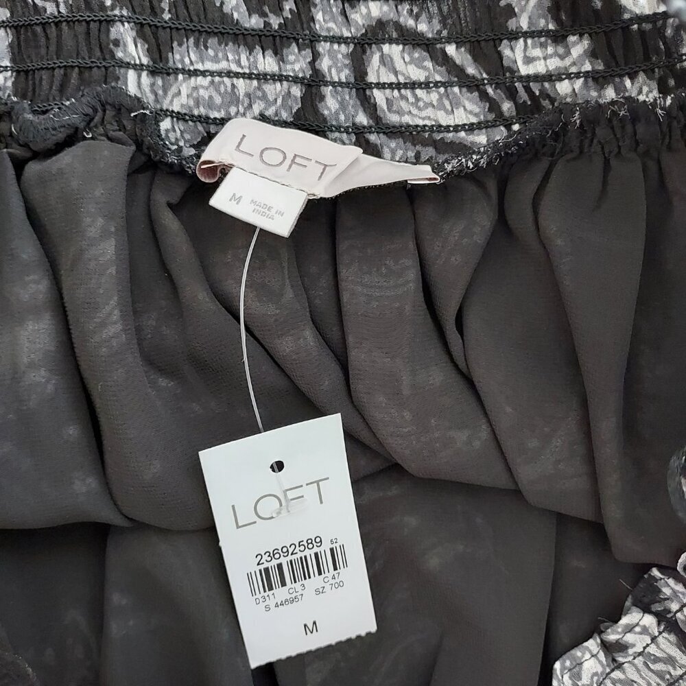 Loft Off The Shoulder Paisley Ruffled Velvet Trim Sleeve Top Size Medium NWT - Picture 6 of 10